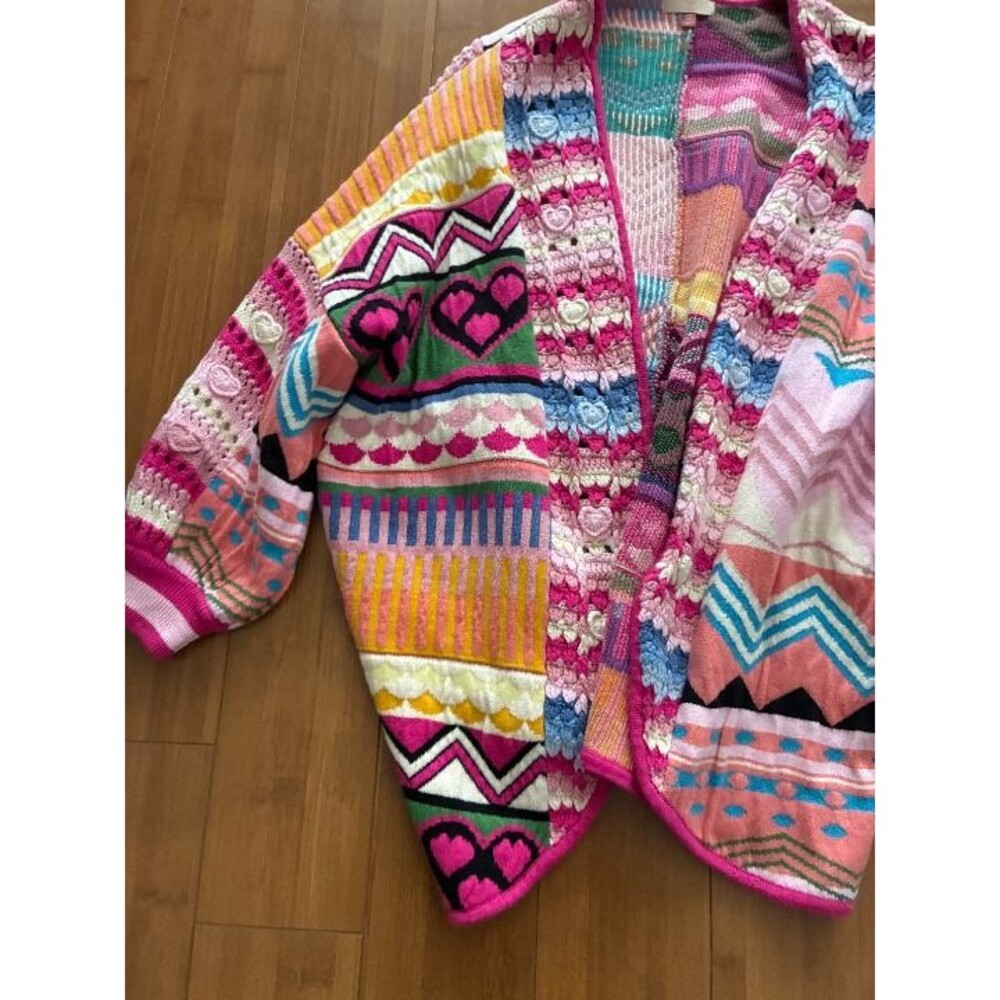 Pilcro Anthropologie Colorful Crochet Cardigan One Size - Picture 2 of 7